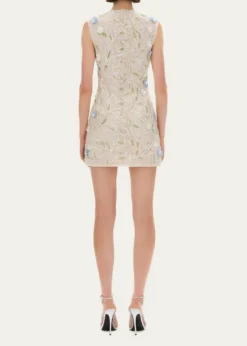 Rachel GilbertMistral Floral Applique Cotton Mesh Mini Dress