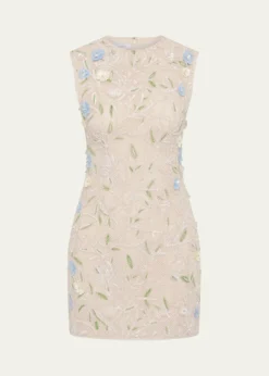 Rachel GilbertMistral Floral Applique Cotton Mesh Mini Dress