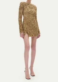 Rachel GilbertPhillipe Embellished Strong-Shoulder Mini Dress