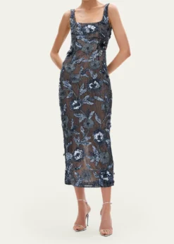 Rachel GilbertPierre Strap Beaded Column Midi Dress