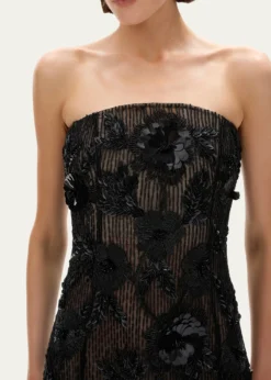 Rachel GilbertPierre Strapless Embroidered Tulle Column Gown