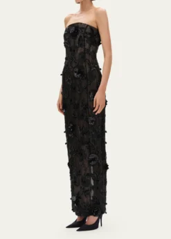 Rachel GilbertPierre Strapless Embroidered Tulle Column Gown