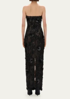 Rachel GilbertPierre Strapless Embroidered Tulle Column Gown