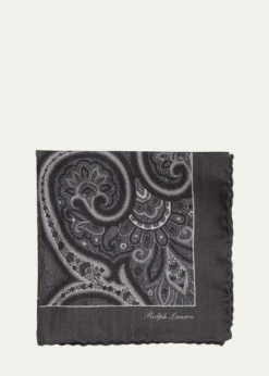 Ralph Lauren Purple LabelPaisley Cashmere-Silk Pocket Square