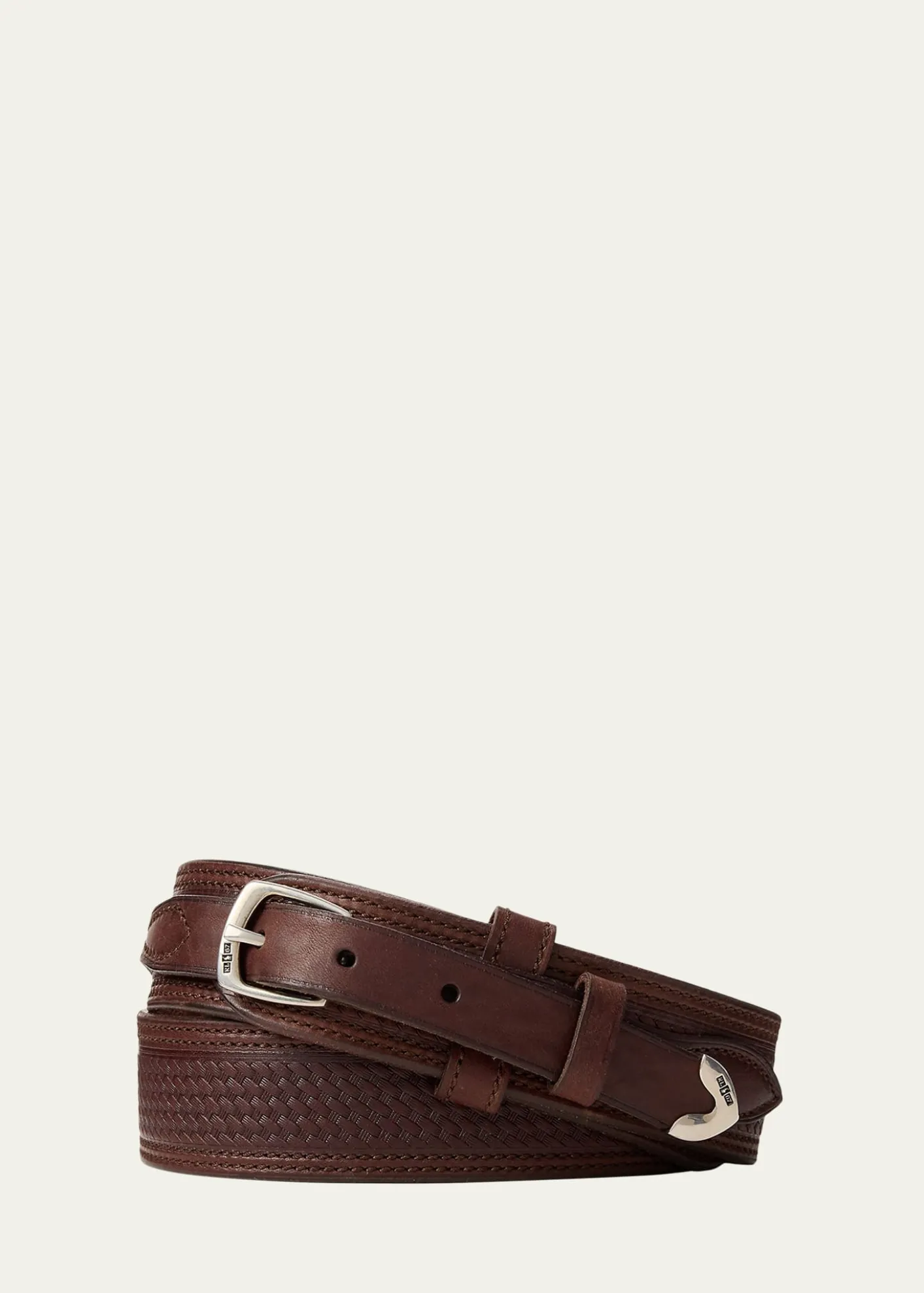 Ralph Lauren Purple LabelMen's Topstitched Western Leather Belt
