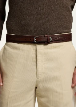 Ralph Lauren Purple LabelMen's Topstitched Western Leather Belt