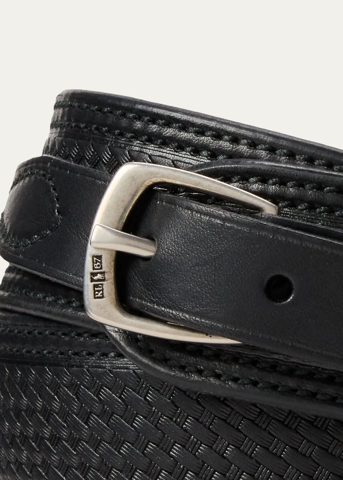 Ralph Lauren Purple LabelTopstitched Western Leather Belt