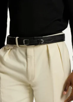 Ralph Lauren Purple LabelTopstitched Western Leather Belt