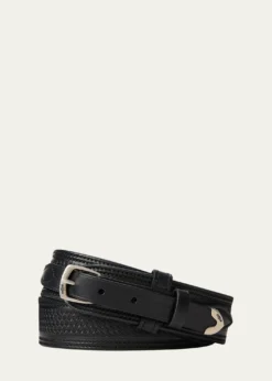 Ralph Lauren Purple LabelTopstitched Western Leather Belt