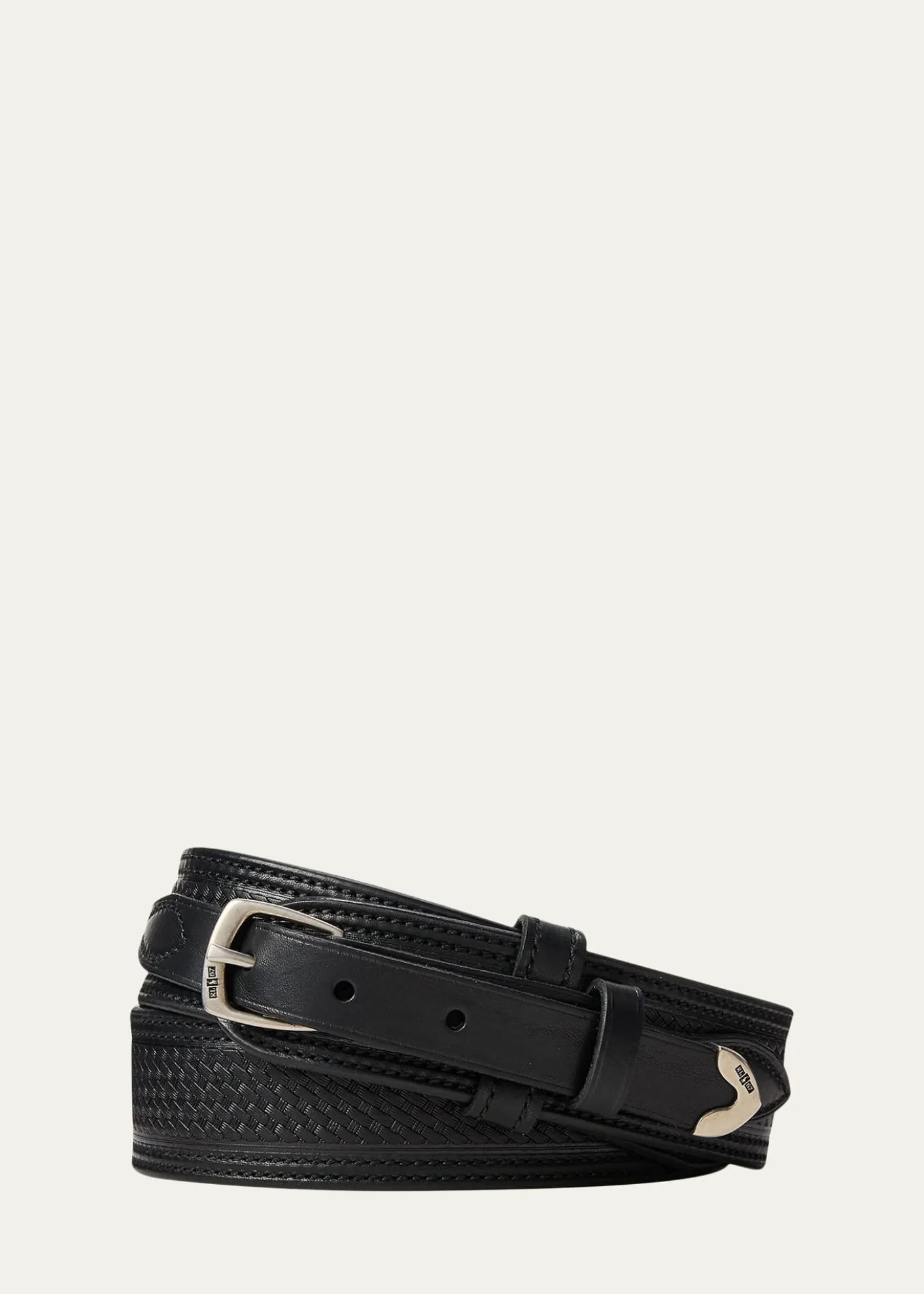 Ralph Lauren Purple LabelTopstitched Western Leather Belt
