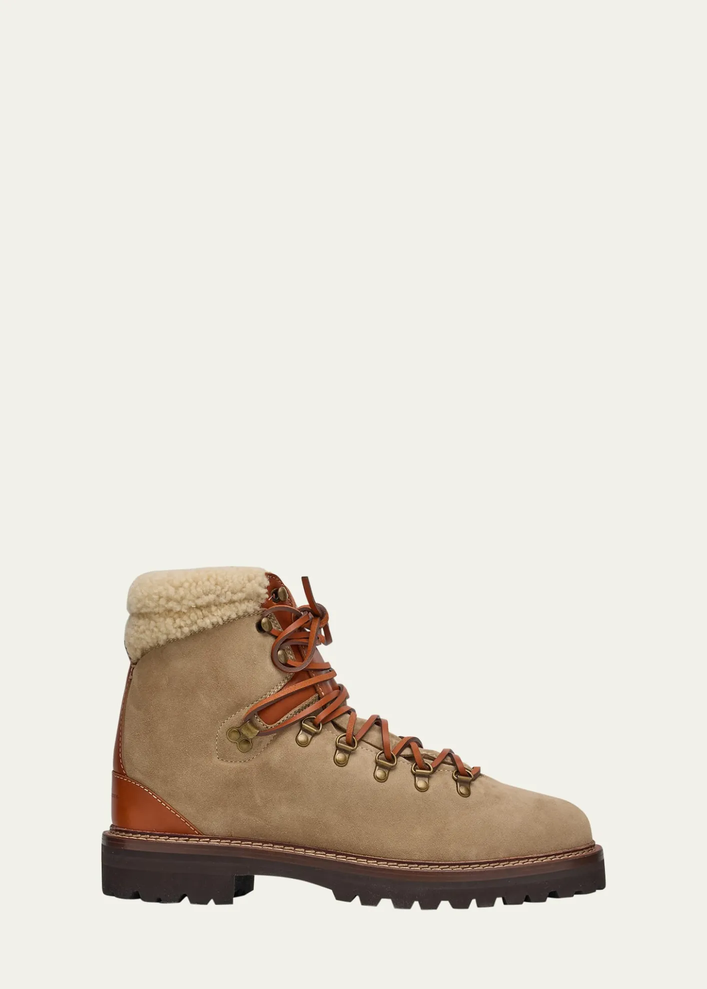 Ralph Lauren Purple LabelHalpin Shearling-Trim Calf-Suede Boot