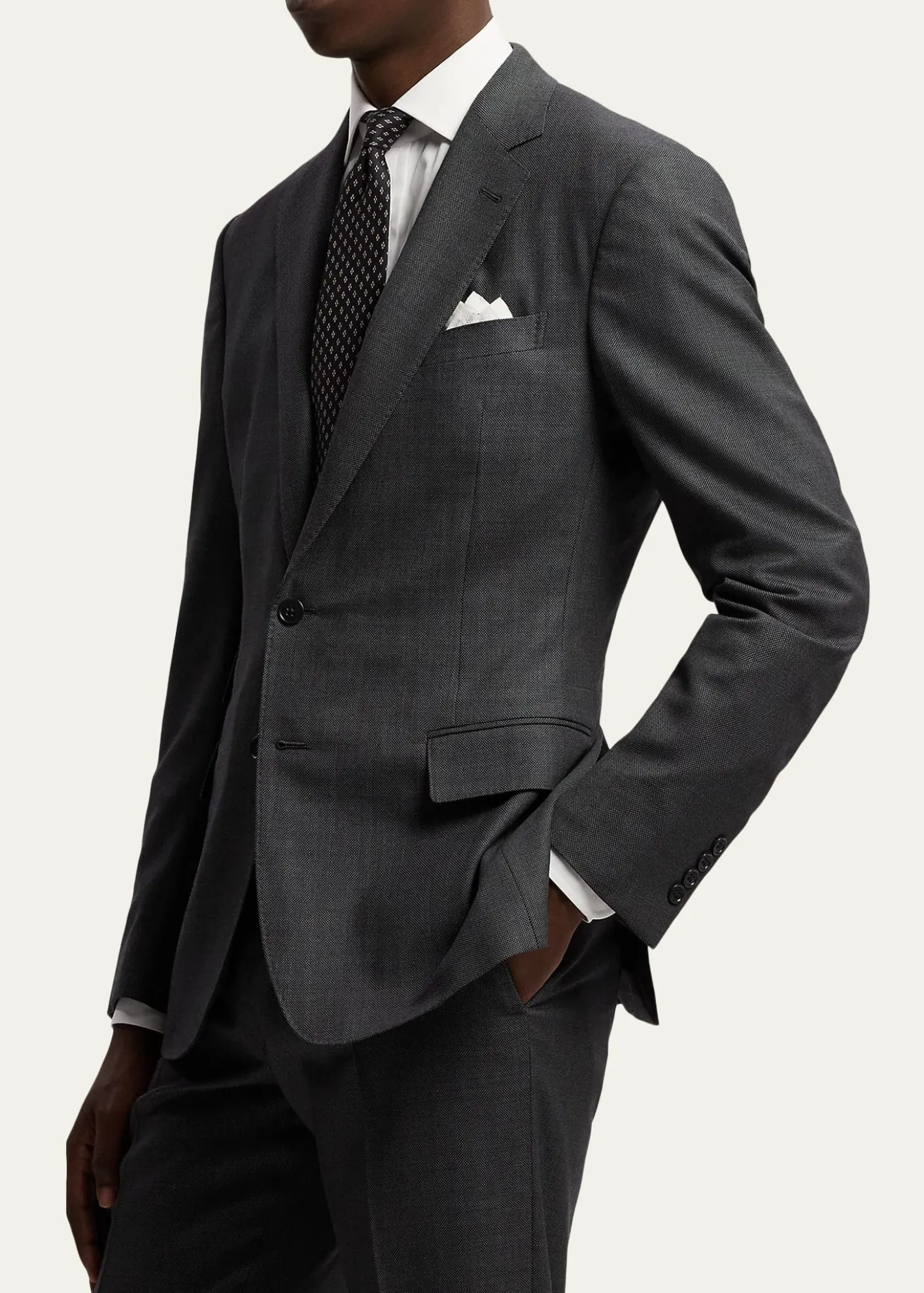 Ralph Lauren Purple LabelKent Hand-Tailored Wool Birdseye Suit