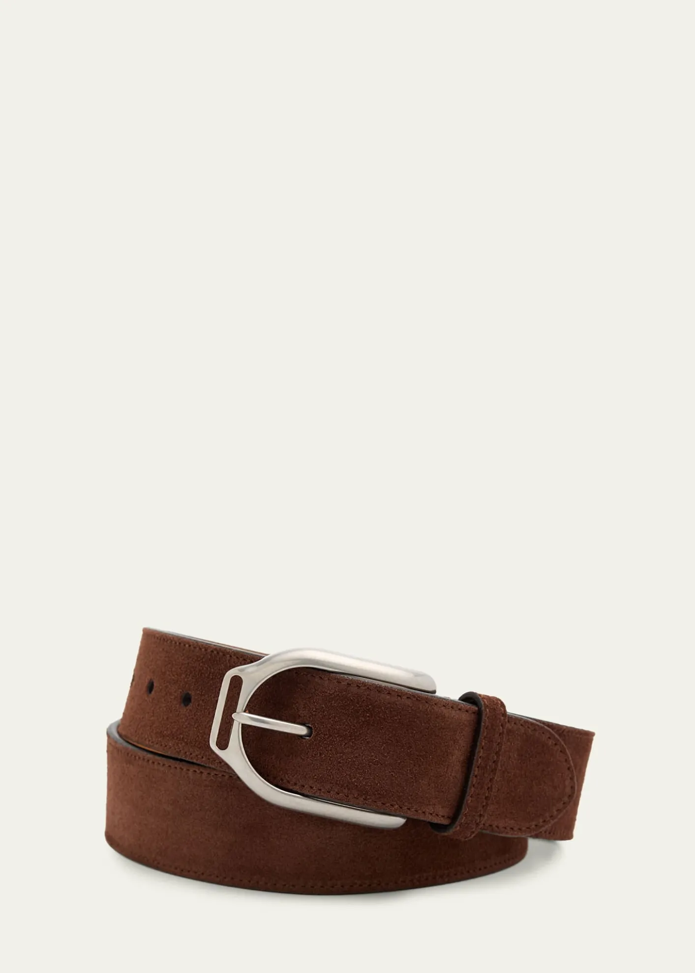 Ralph Lauren Purple LabelWelington Stirrup-Buckle Calf-Suede Belt