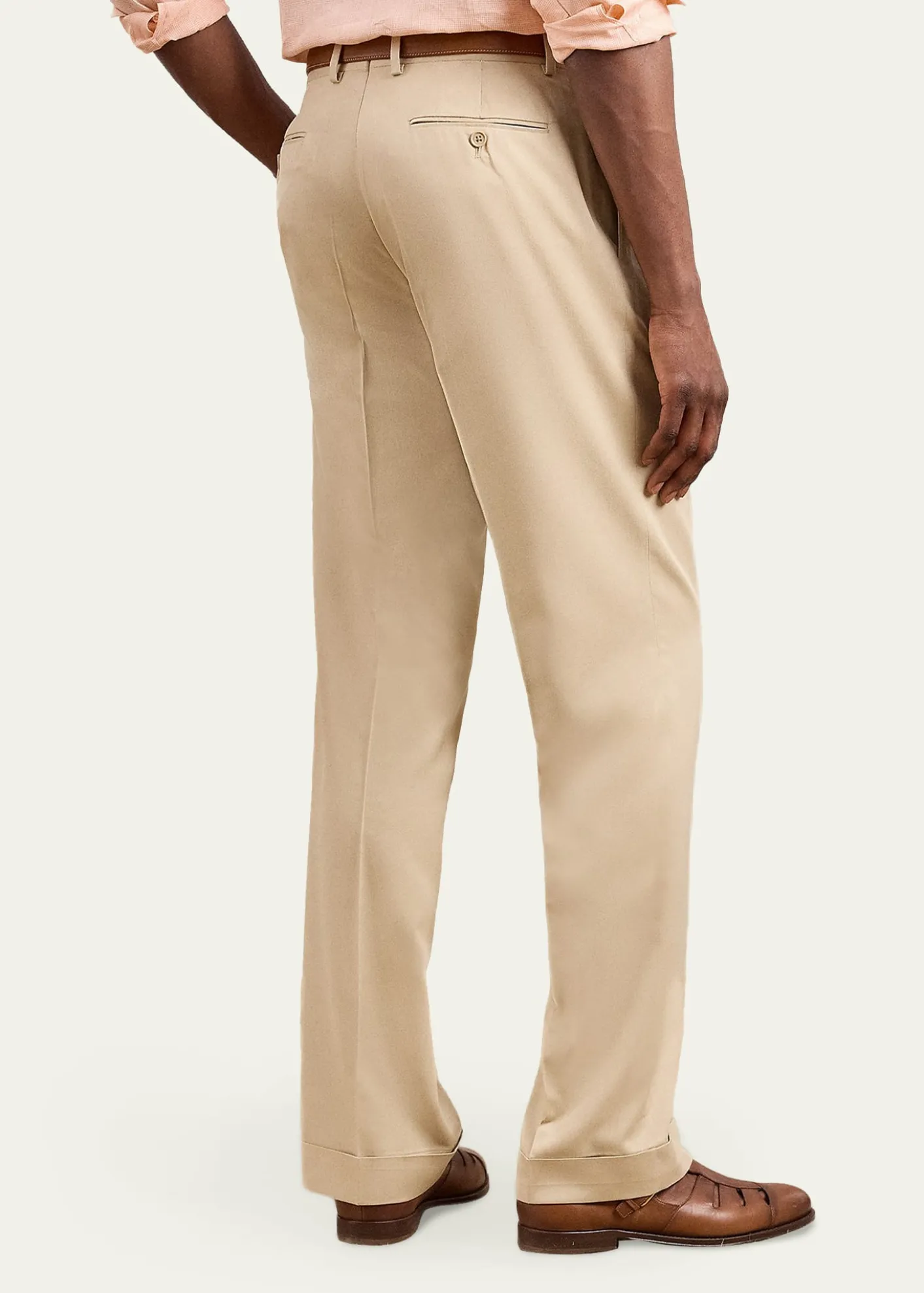 Ralph Lauren Purple LabelMen's Silk Gabardine Pleated Straight-Leg Trousers