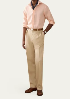 Ralph Lauren Purple LabelMen's Silk Gabardine Pleated Straight-Leg Trousers