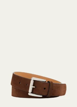 Ralph Lauren Purple LabelSuede Roller-Buckle Belt