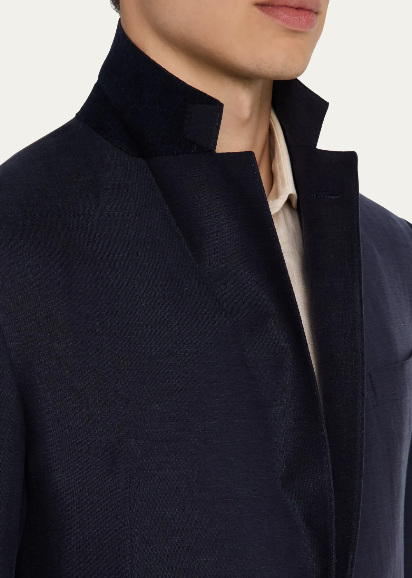 Ralph Lauren Purple LabelKent Hand-Tailored Silk-Linen Jacket