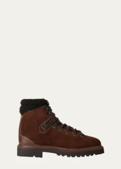 Ralph Lauren Purple LabelHalpin Shearling-Trim Calf-Suede Boot