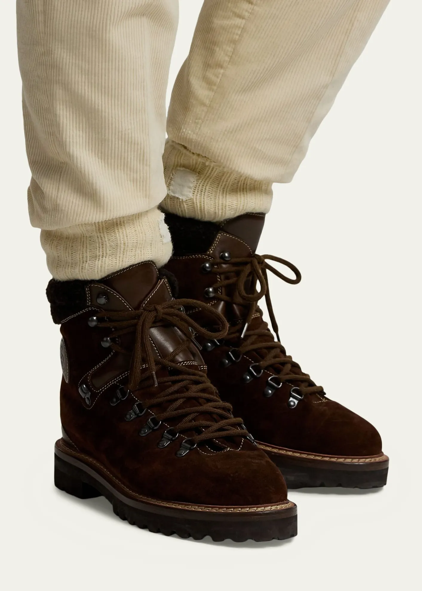 Ralph Lauren Purple LabelHalpin Shearling-Trim Calf-Suede Boot