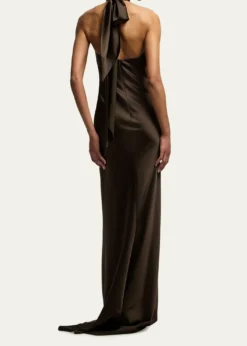 Ralph LaurenChilton Stretch Satin Halter Evening Dress