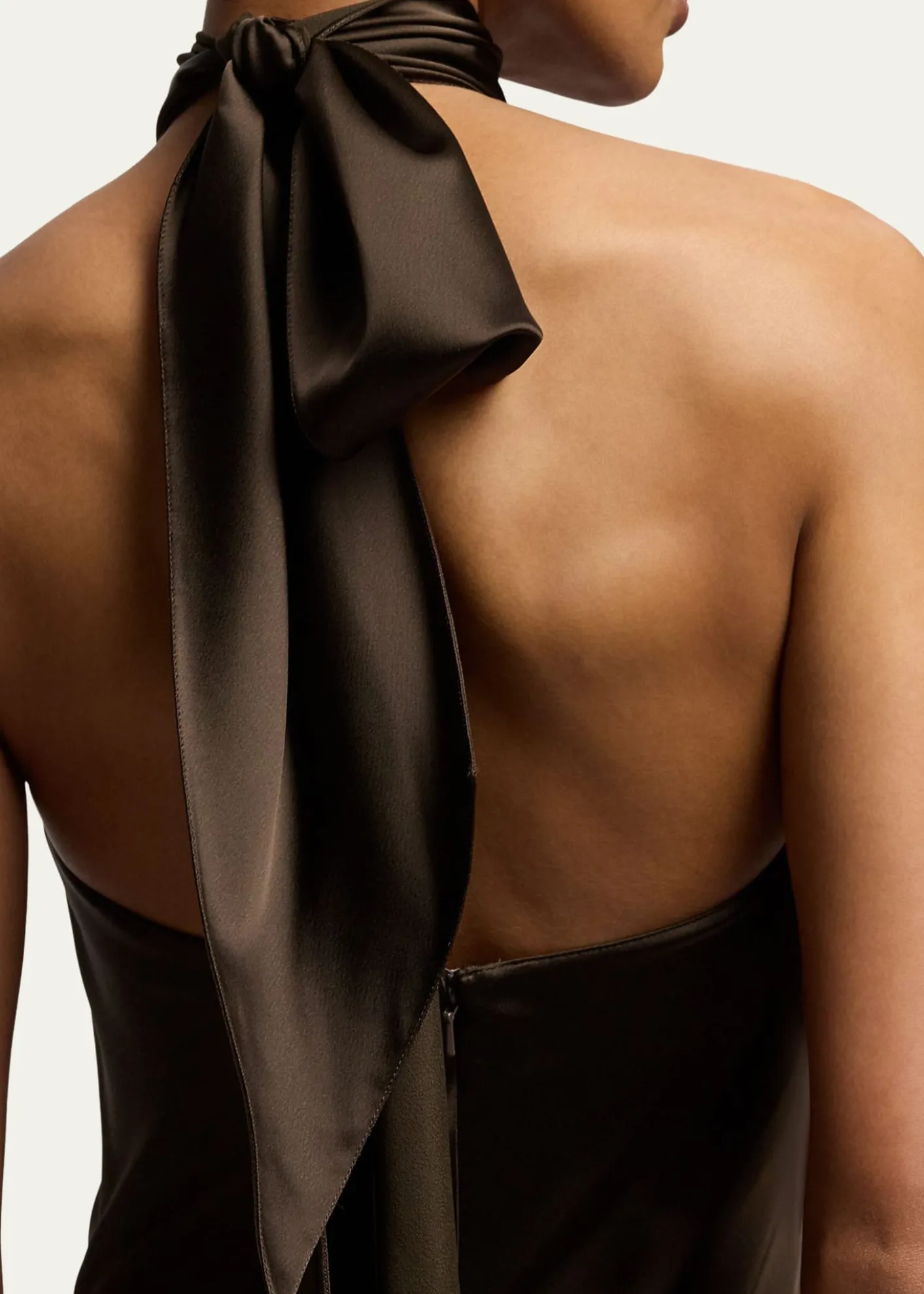Ralph LaurenChilton Stretch Satin Halter Evening Dress