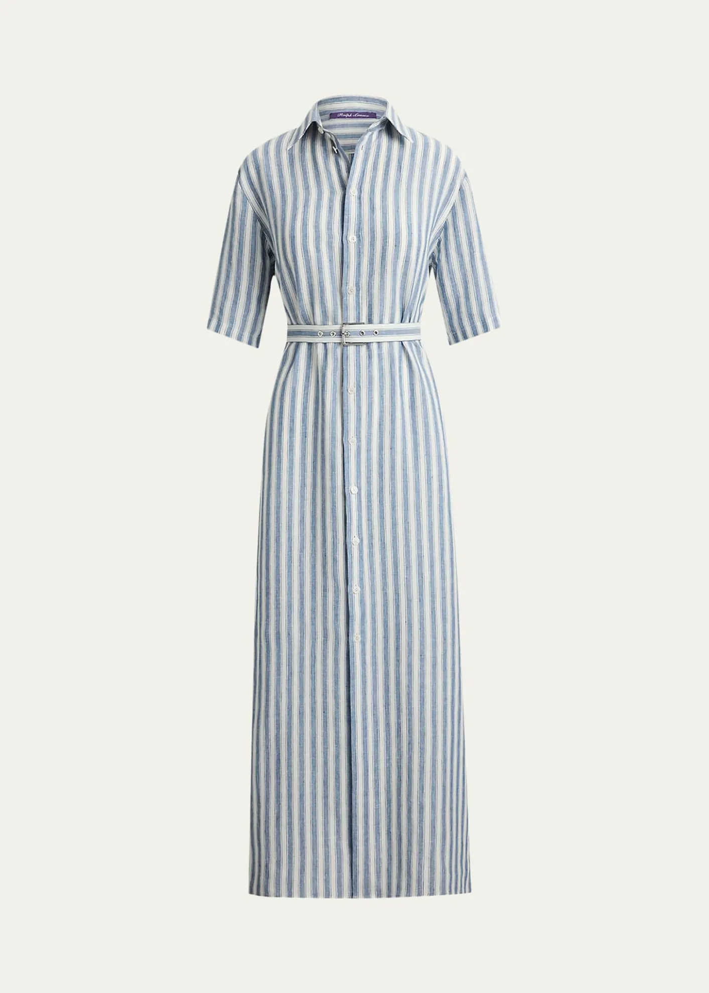 Ralph Lauren CollectionAlternating Lines Umbrella Linen Dress