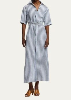 Ralph Lauren CollectionAlternating Lines Umbrella Linen Dress