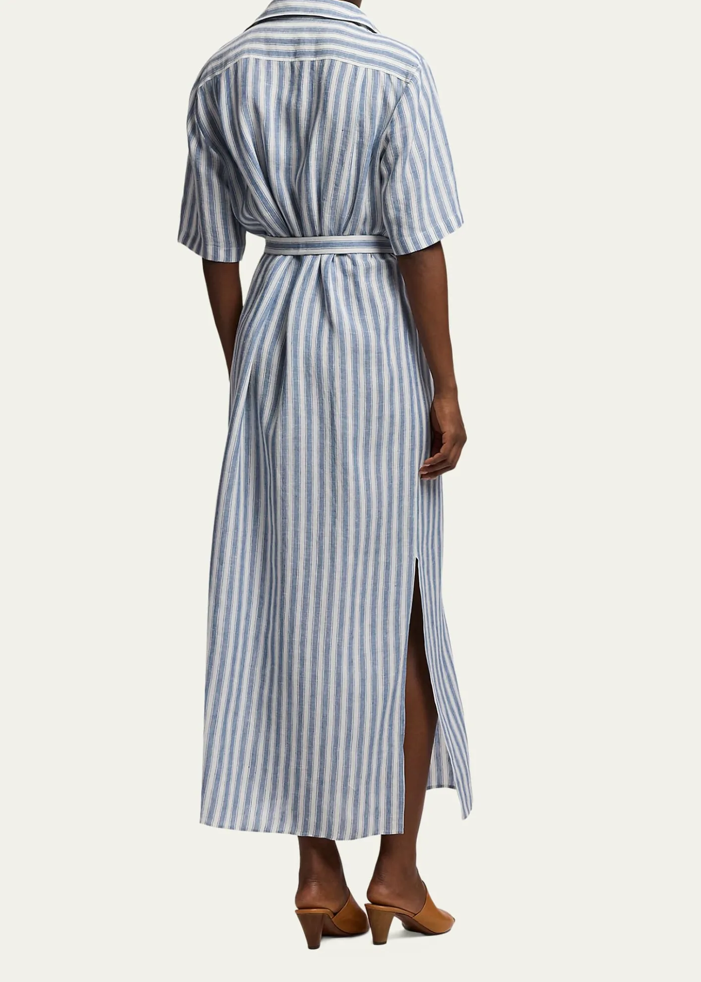 Ralph Lauren CollectionAlternating Lines Umbrella Linen Dress