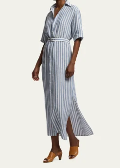 Ralph Lauren CollectionAlternating Lines Umbrella Linen Dress
