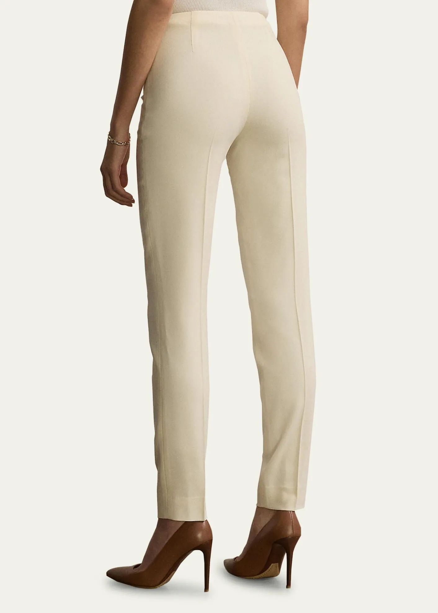 Ralph Lauren CollectionAnnie Cream Crepe Slim-Leg Ankle Pants