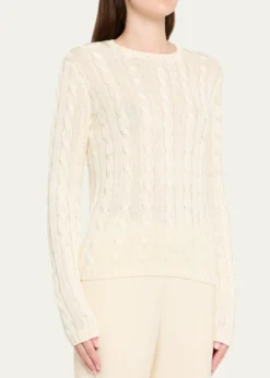 Ralph Lauren CollectionCable-Knit Silk Crewneck Sweater