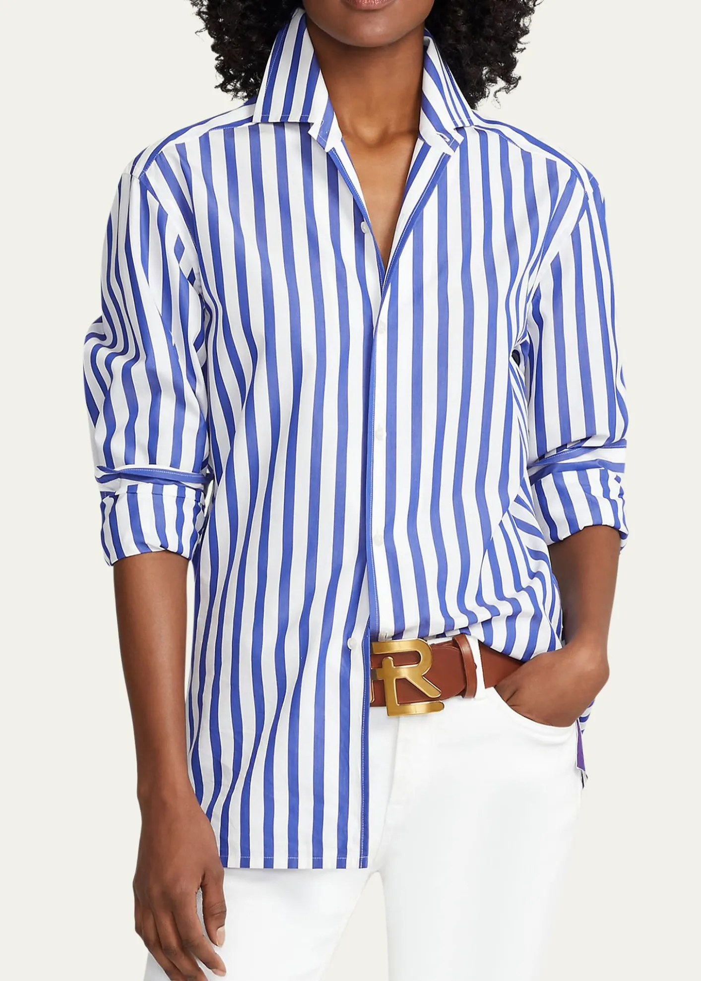 Ralph Lauren CollectionCapri Relaxed-Fit Striped Cotton Shirt