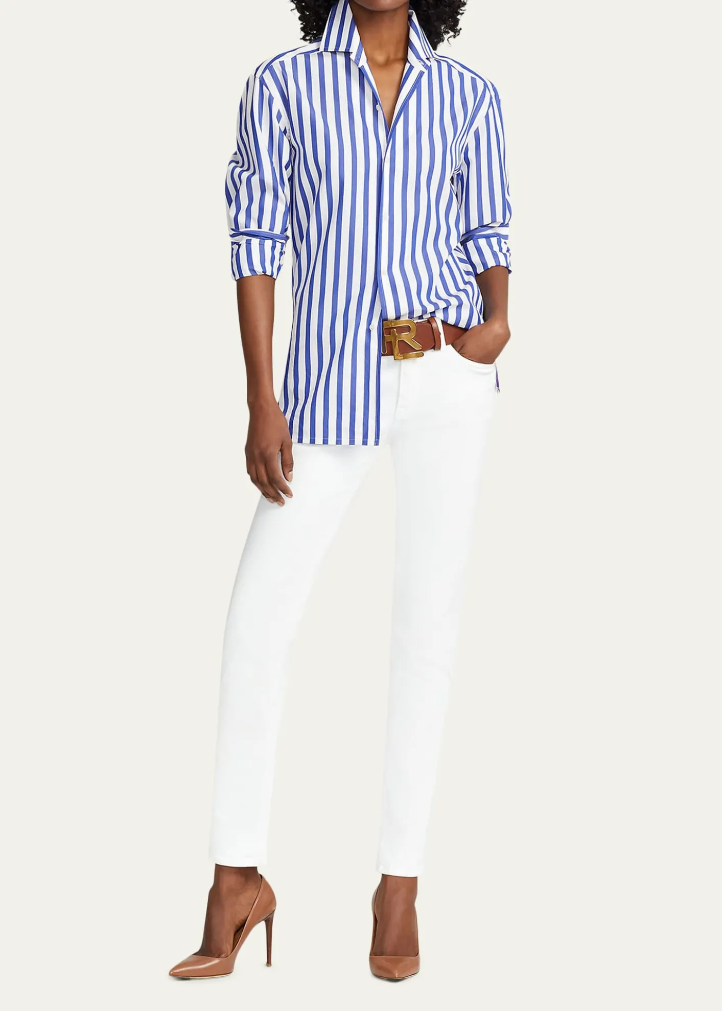 Ralph Lauren CollectionCapri Relaxed-Fit Striped Cotton Shirt