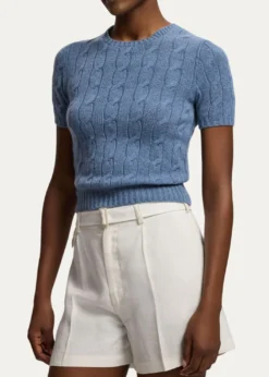 Ralph Lauren CollectionCashmere Short-Sleeve Crewneck Sweater