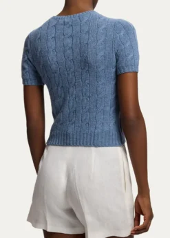 Ralph Lauren CollectionCashmere Short-Sleeve Crewneck Sweater