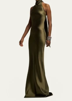 Ralph Lauren CollectionChilton Stretch Satin Halter Evening Dress