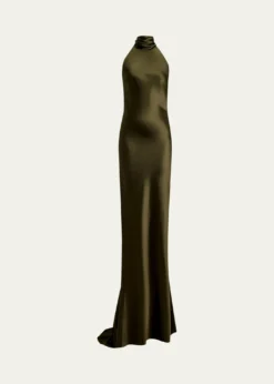 Ralph Lauren CollectionChilton Stretch Satin Halter Evening Dress