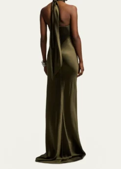Ralph Lauren CollectionChilton Stretch Satin Halter Evening Dress