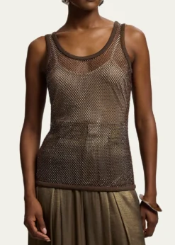 Ralph Lauren CollectionEmbellished Mesh Tank Top