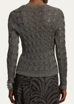 Ralph Lauren CollectionMetallic Cable-Knit Crewneck Sweater