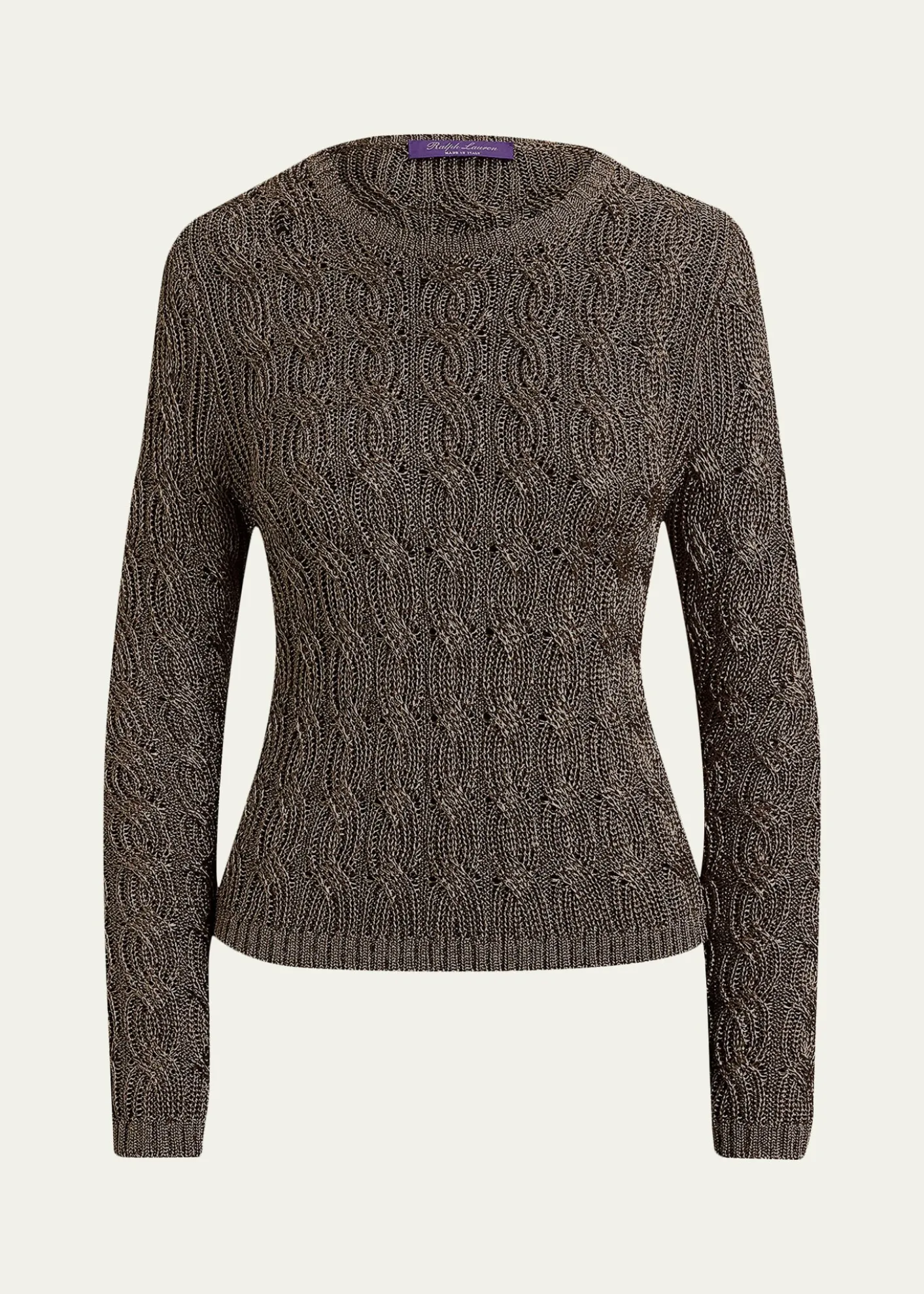 Ralph Lauren CollectionMetallic Cable-Knit Crewneck Sweater