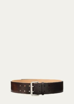 Ralph Lauren CollectionPebbled Vachetta Leather Belt