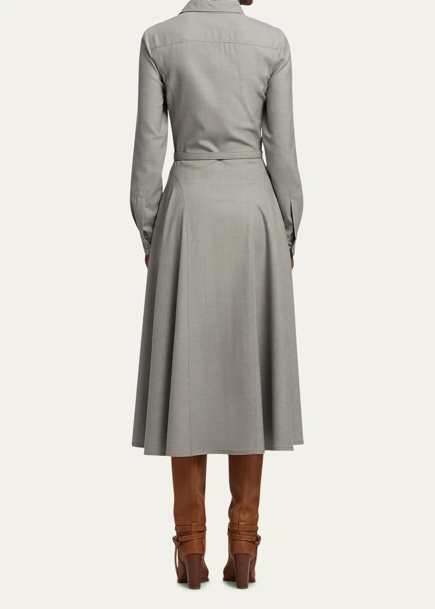 Ralph Lauren CollectionSafford Long-Sleeve Belted Midi Shirtdress