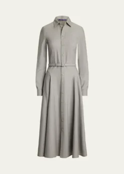Ralph Lauren CollectionSafford Long-Sleeve Belted Midi Shirtdress