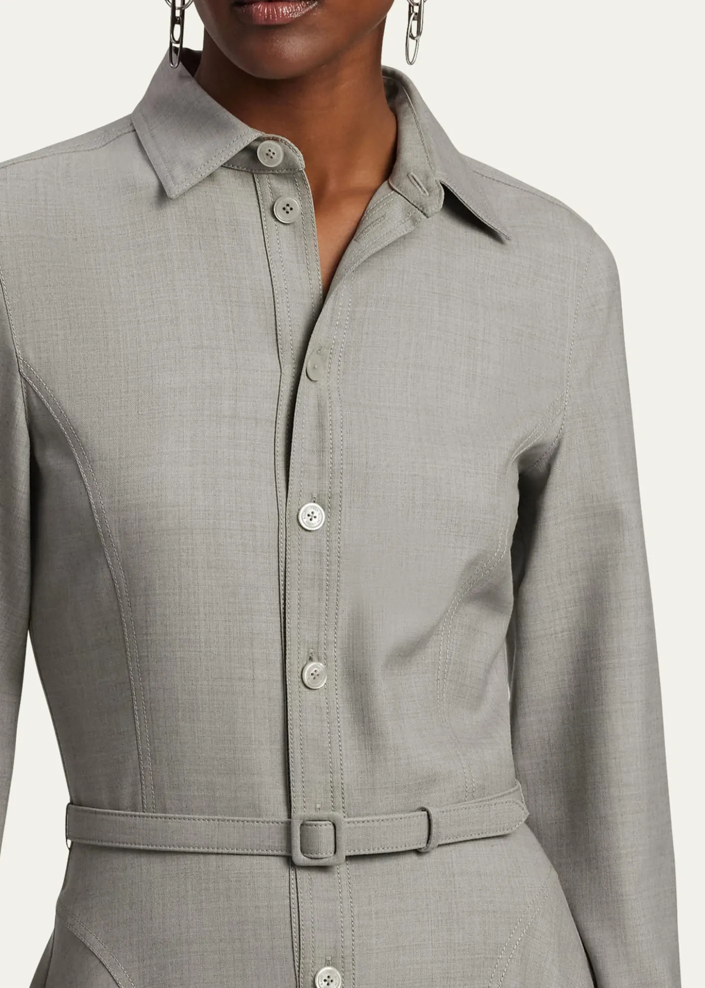 Ralph Lauren CollectionSafford Long-Sleeve Belted Midi Shirtdress