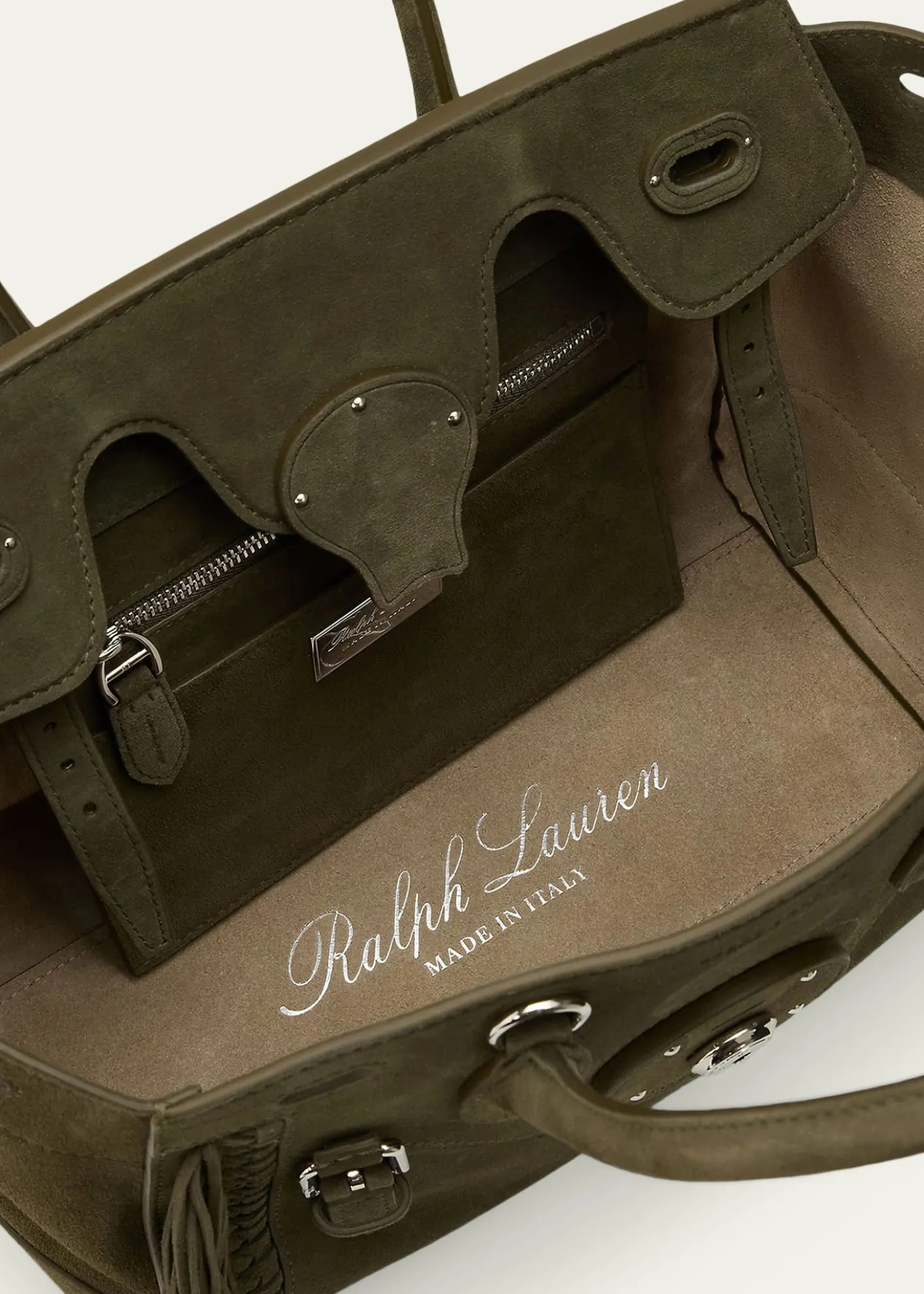 Ralph Lauren CollectionSoft Ricky 27 Fringe-Trim Suede Shoulder Bag