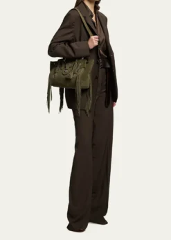 Ralph Lauren CollectionSoft Ricky 27 Fringe-Trim Suede Shoulder Bag