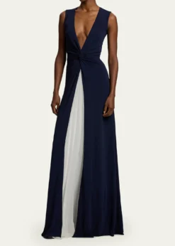 Ralph Lauren CollectionZach Two-Tone Pleated Evening Dress