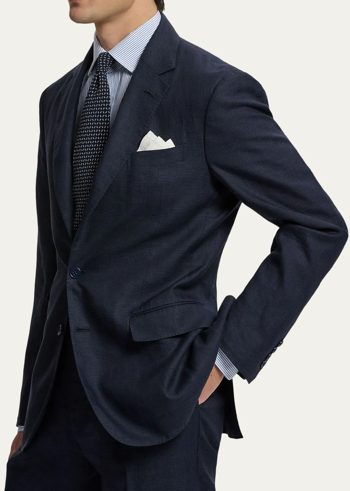 Ralph Lauren Purple LabelMen's Cotton and Cashmere Glen Plaid Single-Breasted Sport Coat