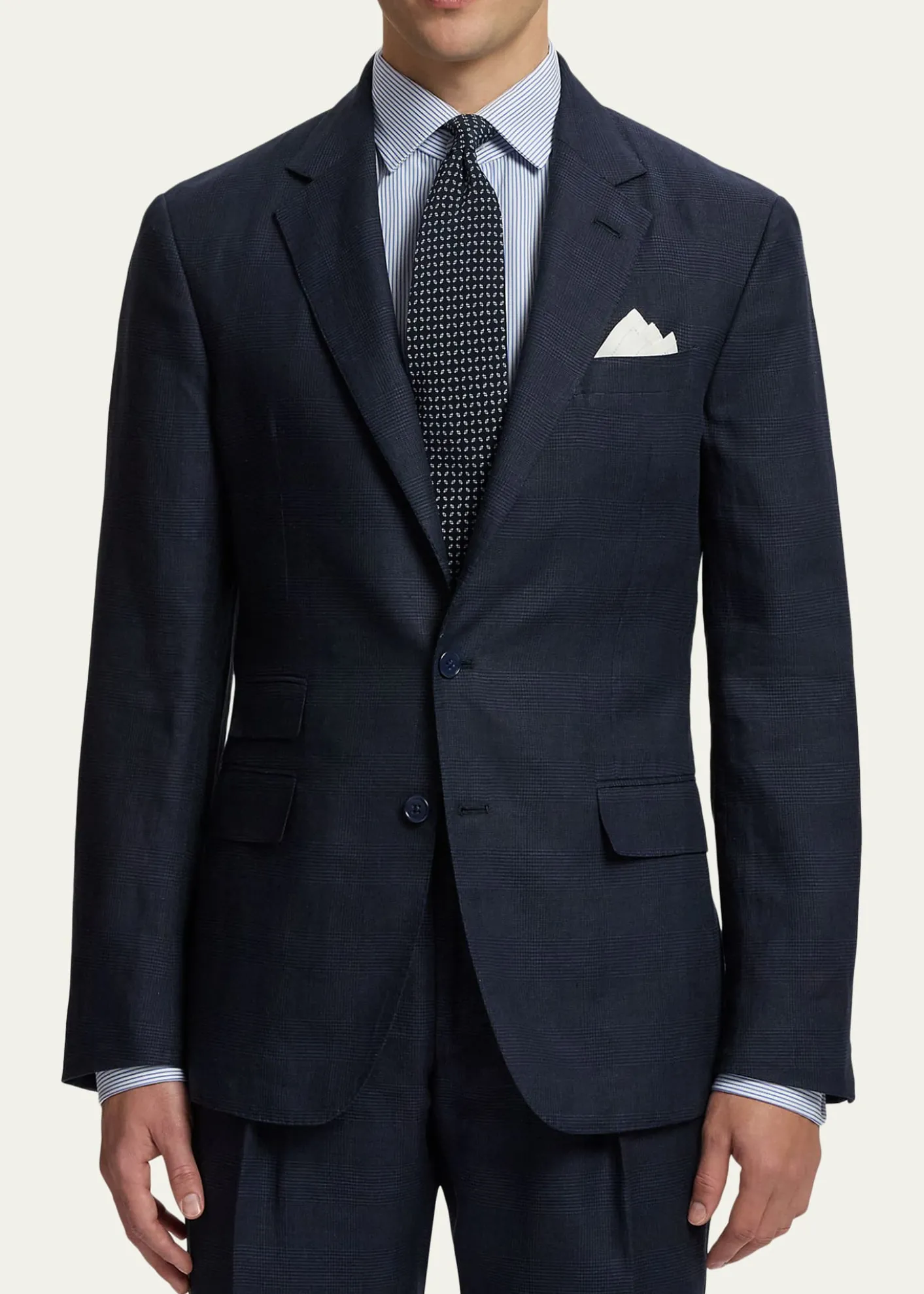 Ralph Lauren Purple LabelMen's Cotton and Cashmere Glen Plaid Single-Breasted Sport Coat